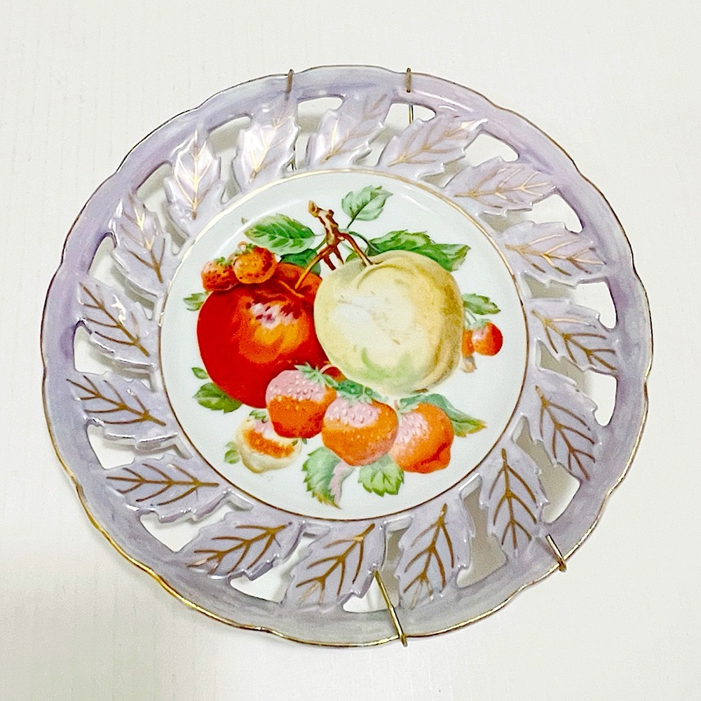 Vintage LM Royal Halsey Very Fine Porcelain Collector Plates Fruits Design